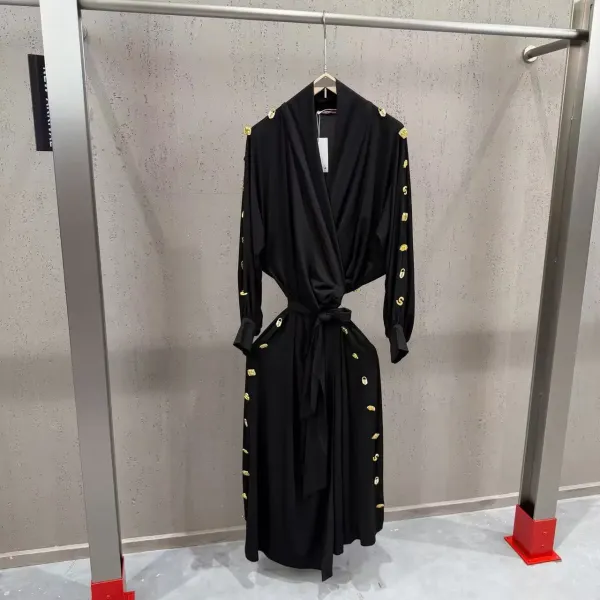 Versace Medusa-Embellished Wrap Dress Black - 12
