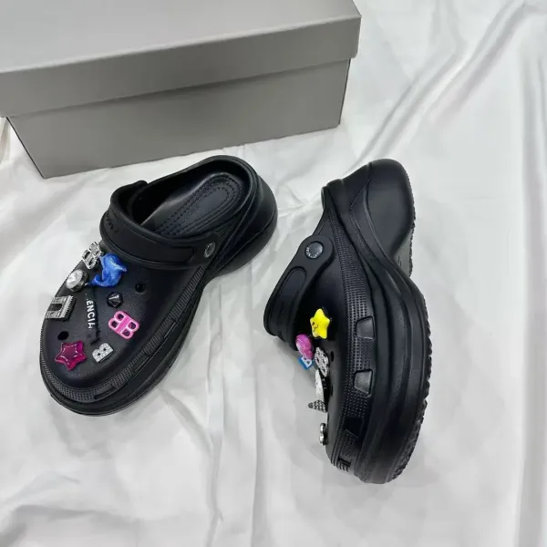 Balenciaga x Crocs Platform Clog Black with Charms Casual Shoes - 4