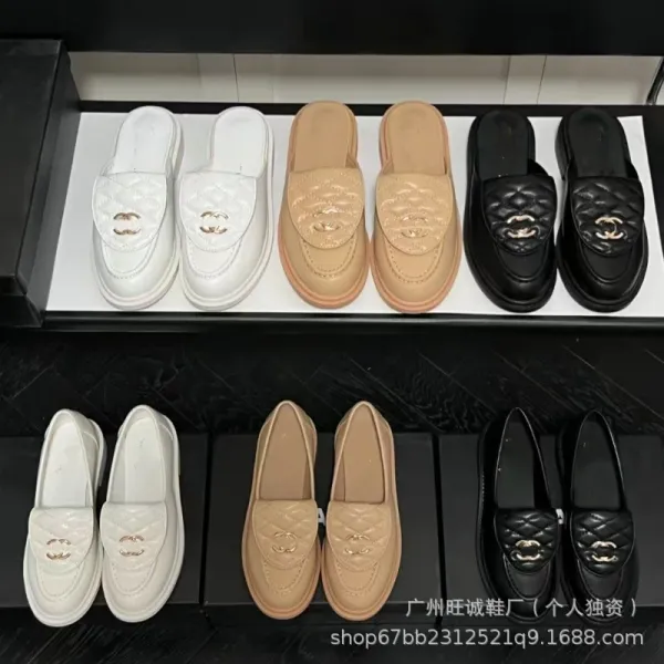Chanel-inspired Quilted Loafers Black Slip-On Mules - 2