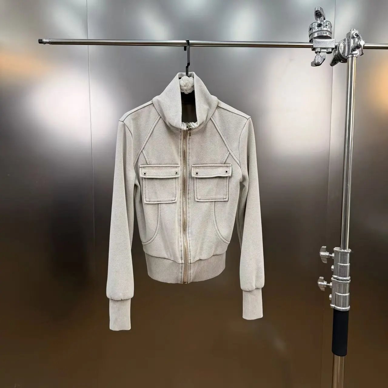 Gallery Dept. Utility Zip-Up Jacket and Wide-Leg Sweatpants Set in Light Gray and Black - 28