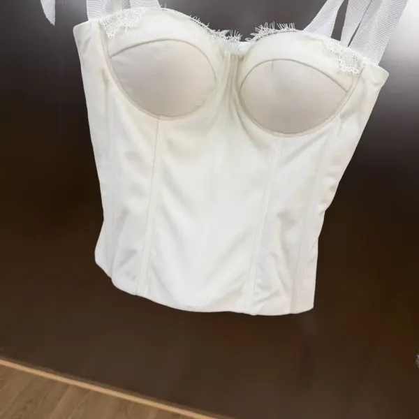 Chanel White Corset Top with Camellia Flower Detail - 7