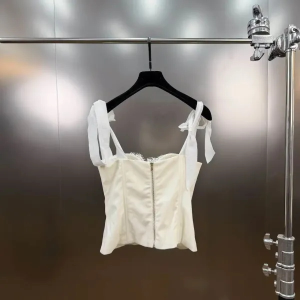 Chanel White Corset Top with Camellia Flower Detail - 8