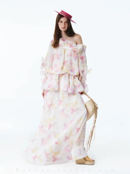 WOMANBY A VOYVES Ruffled Tiered Tie-Dye Maxi Dress - 7