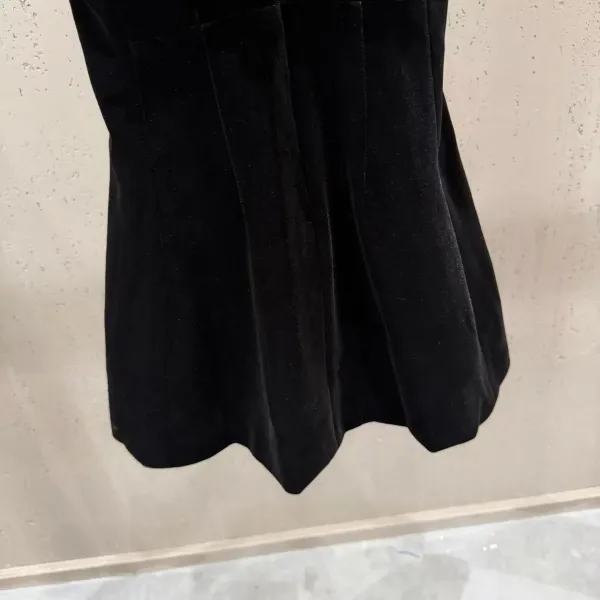 Black Velvet Halter Dress with Crystal Embellished Neckline - 9