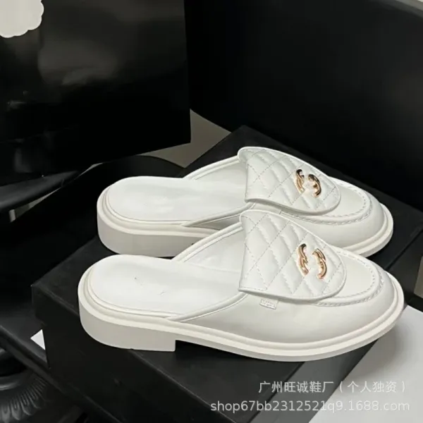 Chanel-inspired Quilted Loafers Black Slip-On Mules - 20
