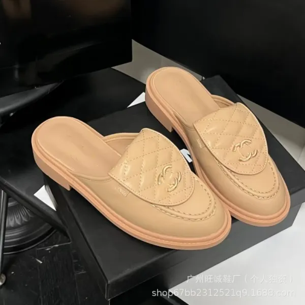 Chanel-inspired Quilted Loafers Black Slip-On Mules - 25