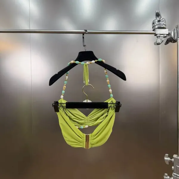 Lime Green Beaded Ruched Two-Piece Set - 23