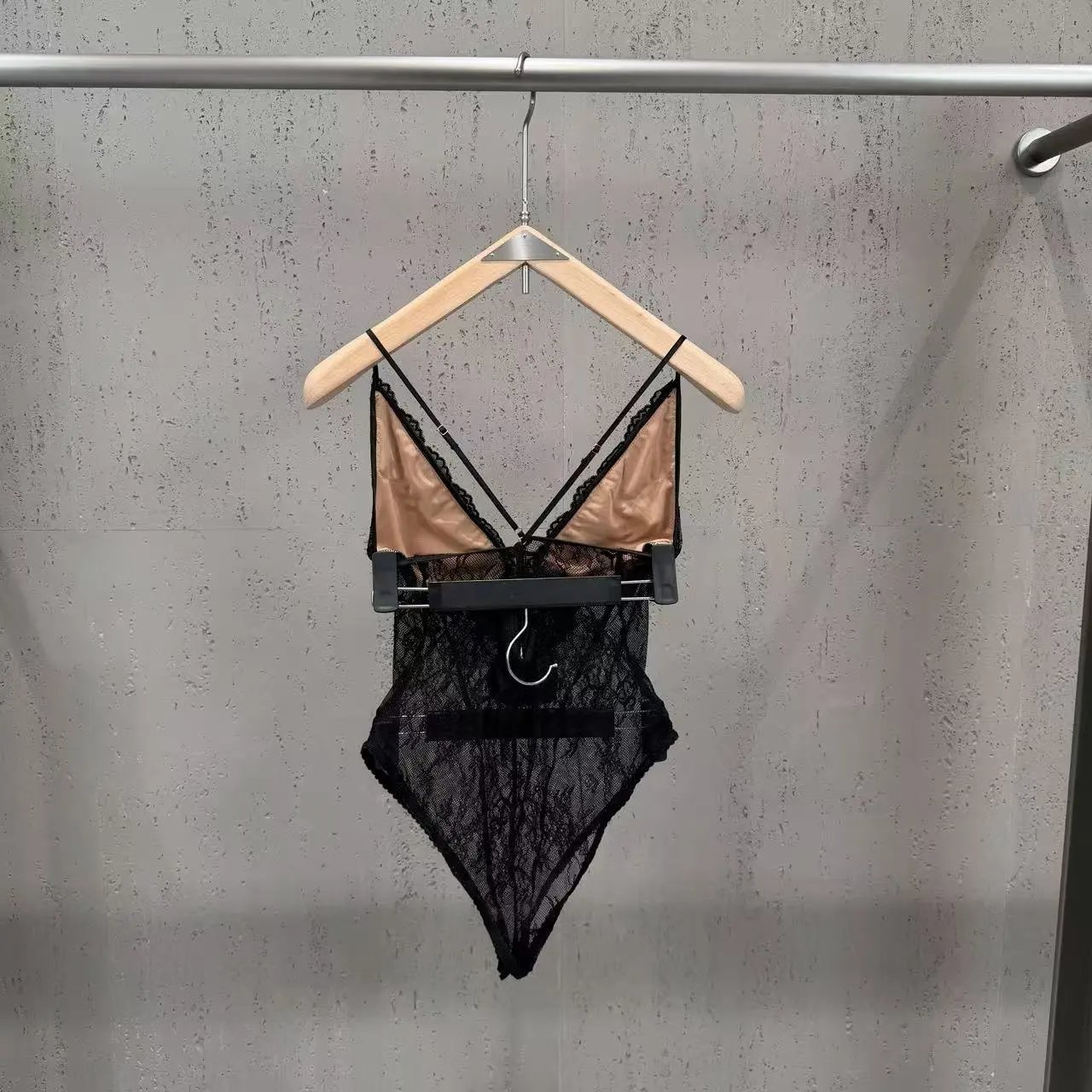 Black Lace Sheer Bodysuit with Crisscross Straps Underwear - 8