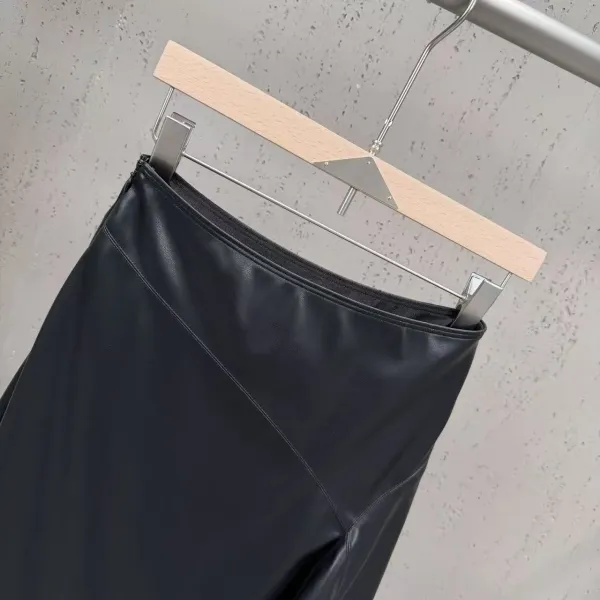 Saint Tears Asymmetrical Leather Skirt with Lace Trim Black Skirt - 7