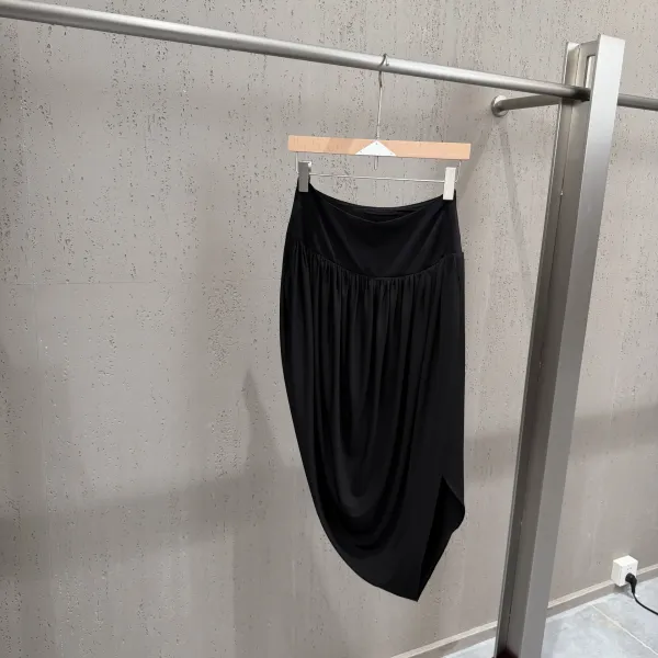 Off-White Cropped Zip-Up Top and Draped Skirt Set Black - 26