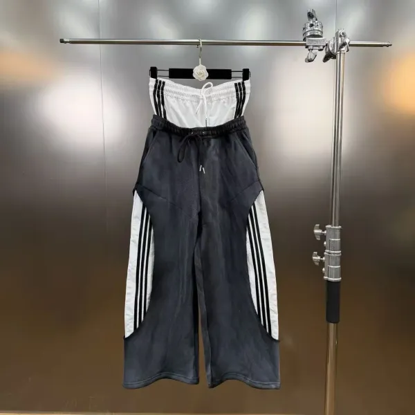 Adidas Originals Track Pants Gray/Black Three-Stripe Cutout Sweatpants - 4