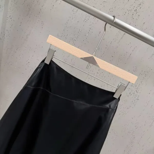 Saint Tears Asymmetrical Leather Skirt with Lace Trim Black Skirt - 12