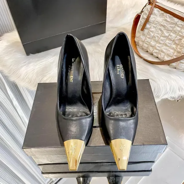 Saint Tears Metallic Tip Stiletto Heels Black/Gold - 5