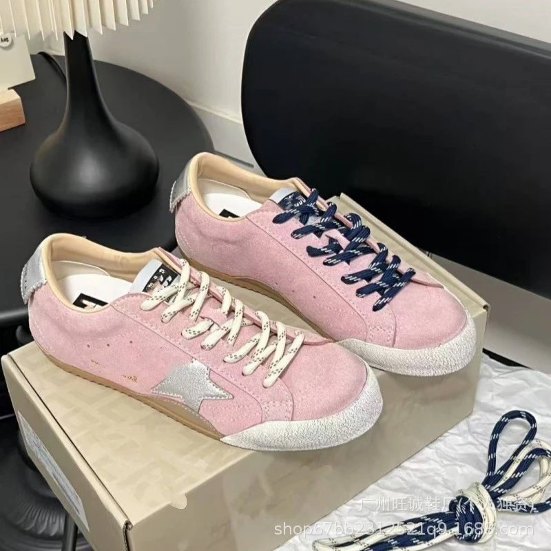Golden Goose Superstar Pink Suede with Silver Star Sneakers - 11