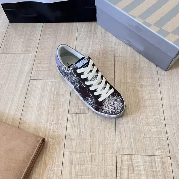Golden Goose Superstar White Glitter Star Sneakers - 6