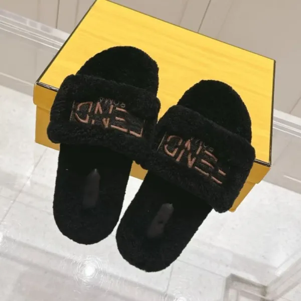 Fendi Fur Slide Slippers White - 8