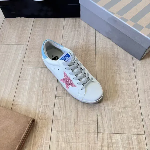 Golden Goose Superstar White Glitter Star Sneakers - 10