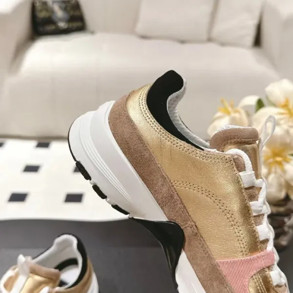 Chanel Sporty Chunky Sneakers Gold Pink White Sneakers - 9
