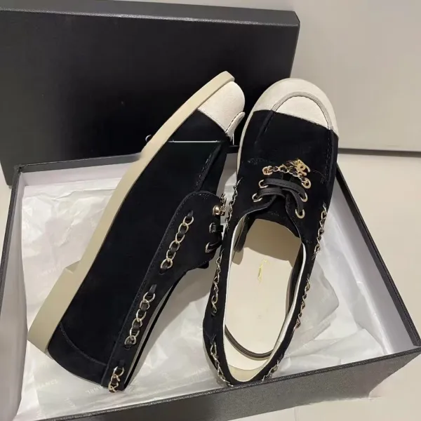 Chanel CC Chain Loafers Mint Green Suede Two-Tone Casual Shoes - 4