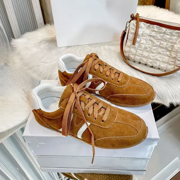 Design Suede Retro Runner Tan White Sneakers - 3