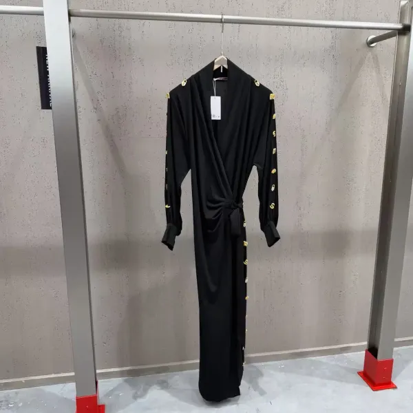 Versace Medusa-Embellished Wrap Dress Black - 4