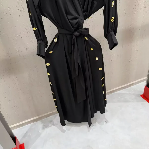Versace Medusa-Embellished Wrap Dress Black - 14