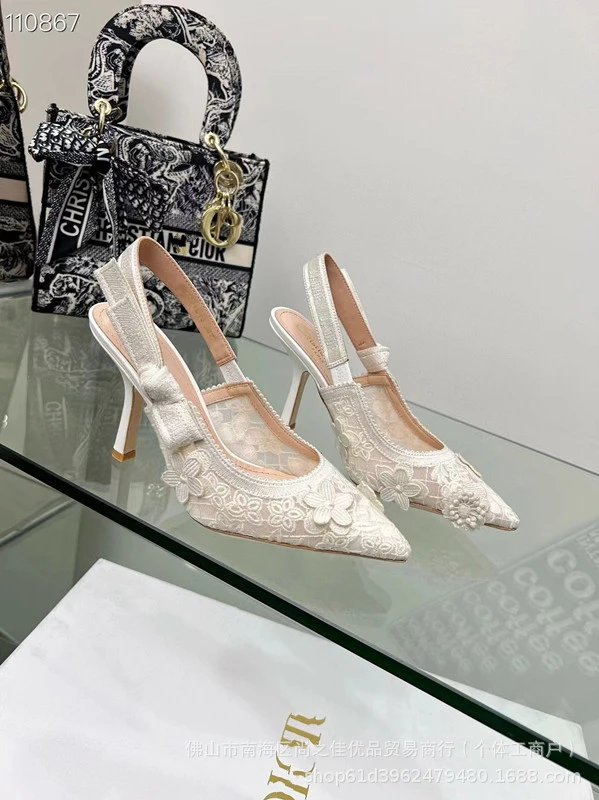 Dior J'Adior Lace Embellished Red Slingback Heels - 27