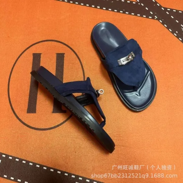 Hermès Oran Slide White and Black Leather Sandals - 21
