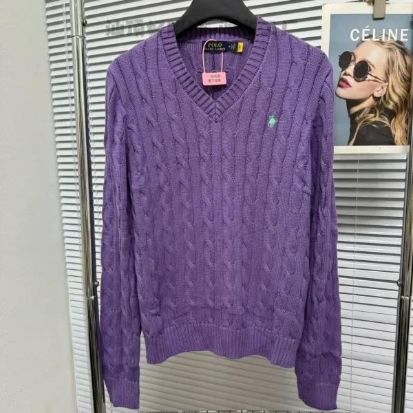 Ralph Lauren Cable Knit V-Neck Sweater White - 12