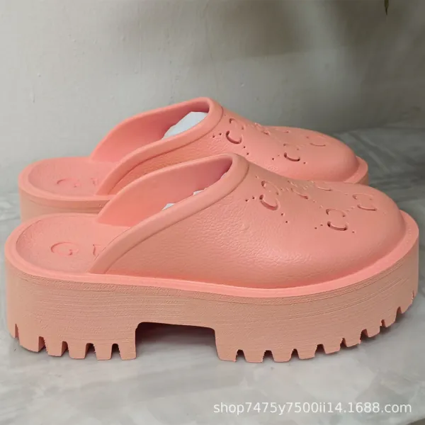 Gucci GG Marmont Platform Clog Beige Sandals - 7