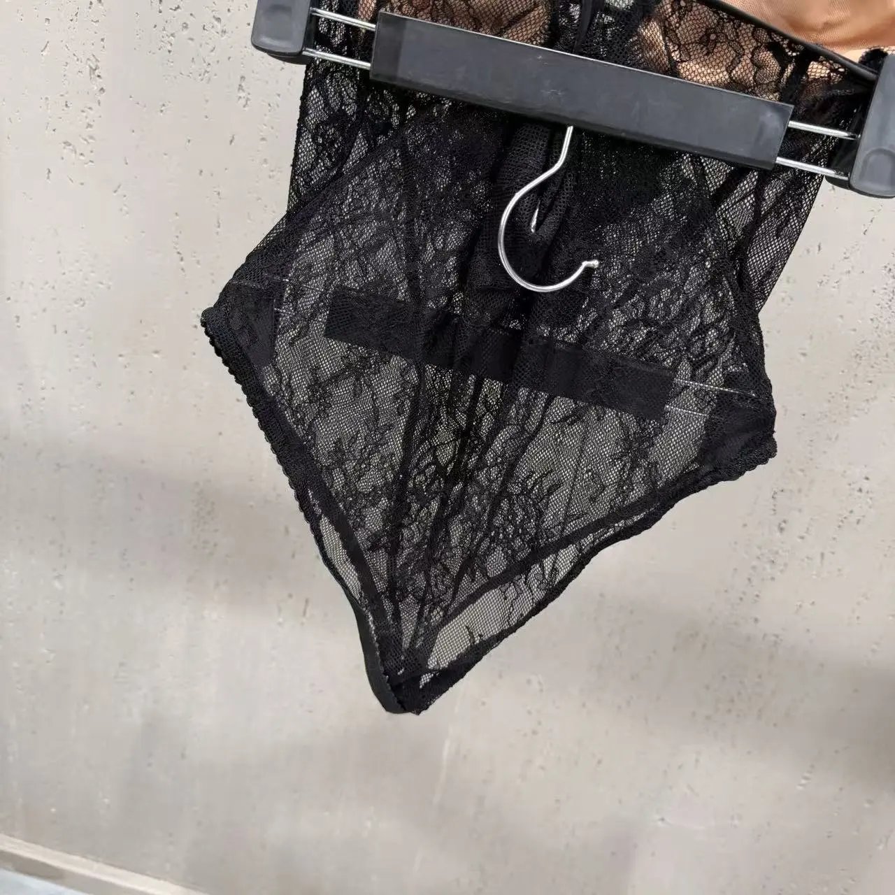 Black Lace Sheer Bodysuit with Crisscross Straps Underwear - 10