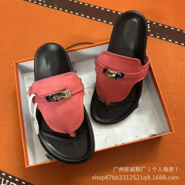 Hermès Oran Slide White and Black Leather Sandals - 28