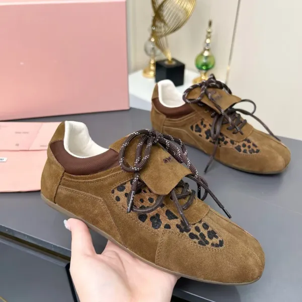 Miu Miu Cow Print Suede Sneakers - 6