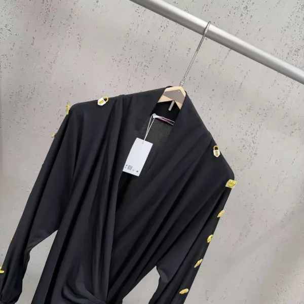 Versace Medusa-Embellished Wrap Dress Black - 5