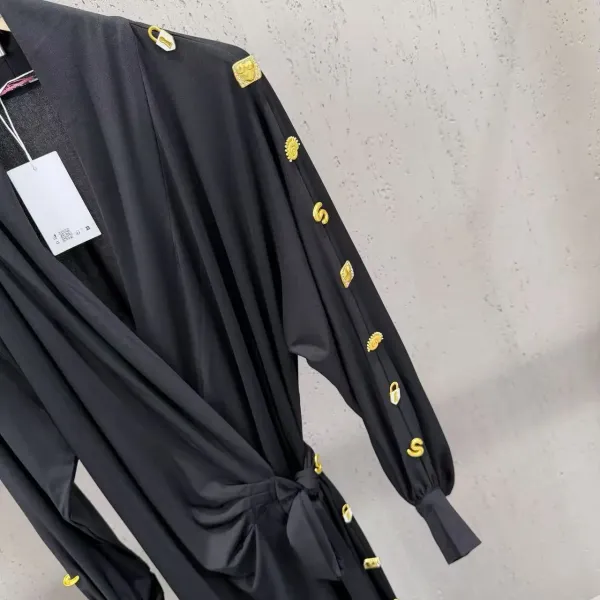Versace Medusa-Embellished Wrap Dress Black - 6