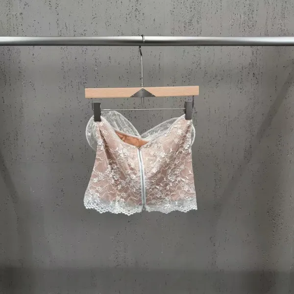 Lace Bustier Top in White and Black - 8