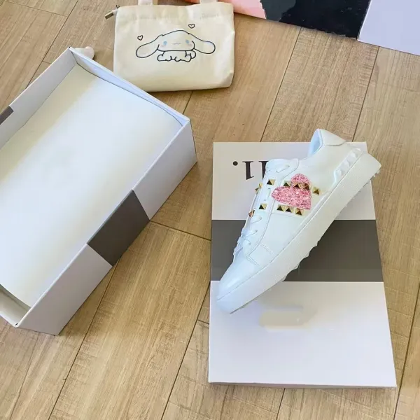 Valentino Garavani Rockstud Spike Crystal White Sneakers - 16