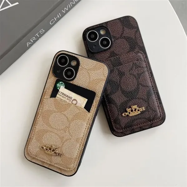 Coach Signature Print Cardholder Phone Case Black - 9