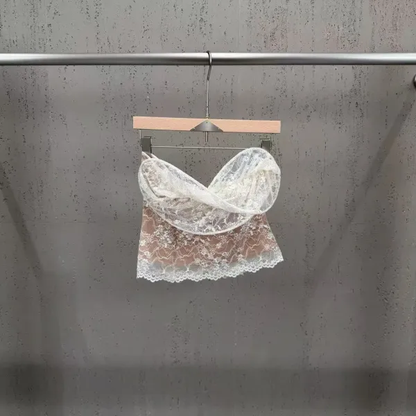 Lace Bustier Top in White and Black - 5