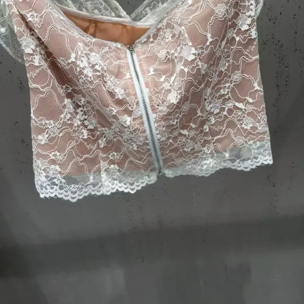 Lace Bustier Top in White and Black - 10