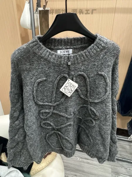 Loewe Anagram Knit Sweater Gray - 5