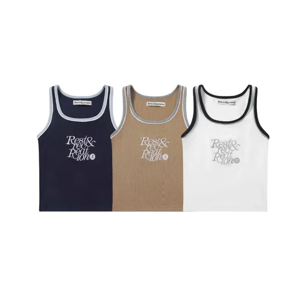 Rest & Recreation Rest & Recre-ation Beige Ribbed Vest-Top - 3