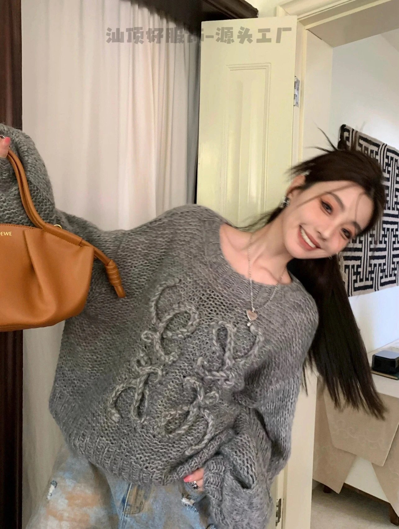 Loewe Anagram Knit Sweater Gray - 16