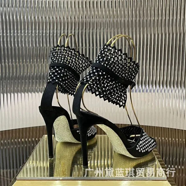 Bene Gacvilla Crystal-Embellished Winged Heels White Sandals - 3