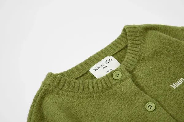 Mian Litt Olive Green Cropped Knit Cardigan - 32