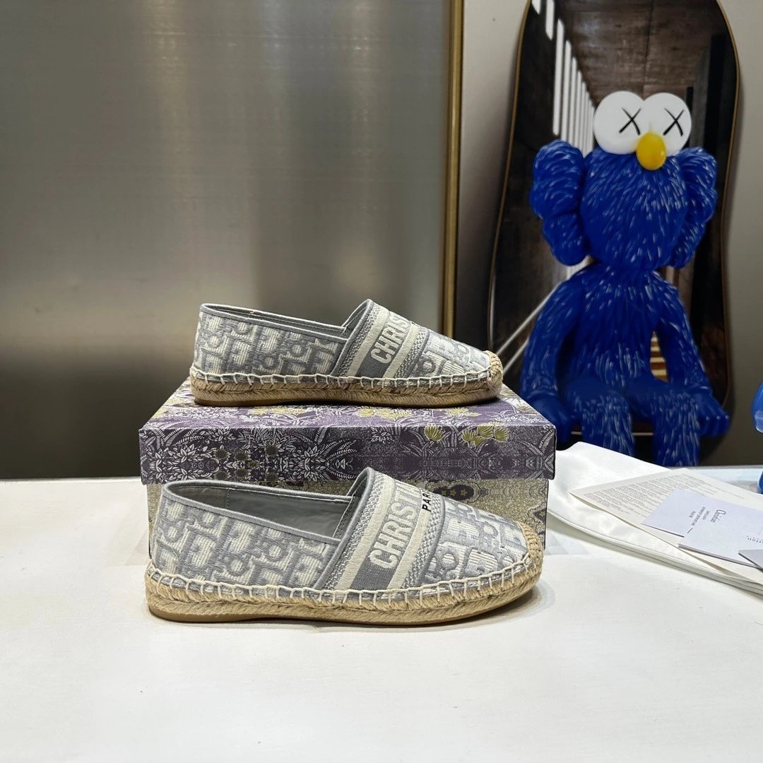 Dior Jardin d'Hiver Espadrilles White Embossed Canvas Loafers - 15