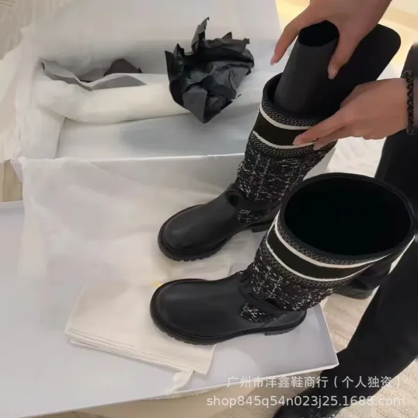 Off-White x Moncler Genius Logo-Print Combat Boots - 6