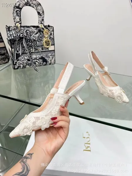 Dior J'Adior Lace Embellished Red Slingback Heels - 24
