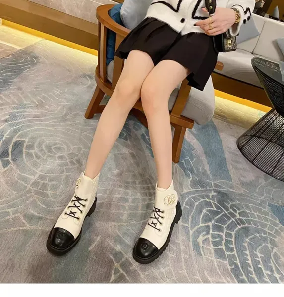 Chanel Combat Boots Black Quilted Leather Ankle Boots - 8