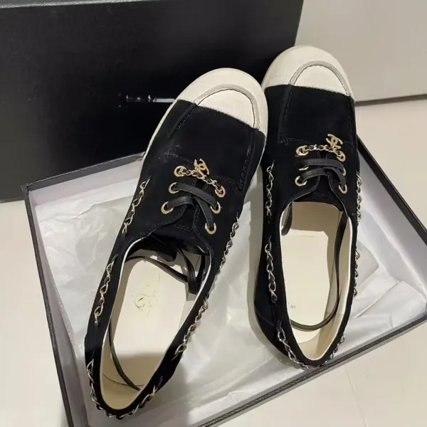 Chanel CC Chain Loafers Mint Green Suede Two-Tone Casual Shoes - 3